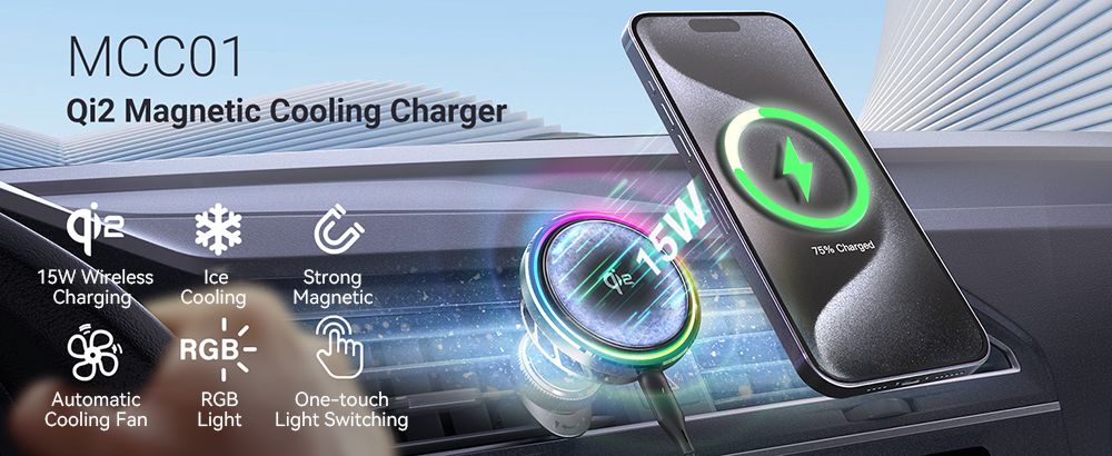 MINIX MCC01 Qi2 Magnetic Cooling Wireless Car Charger