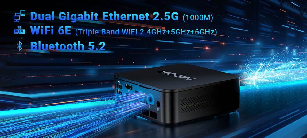 MINIX NGC NR660 Mini PC, AMD Ryzen 5 6600H Jadrá Max. 4.5GHz, 16GB RAM 512GB SSD, HDMI+DP+USB-C 4K@60Hz Triple Display, WiFi 6E Bluetooth 5.2, 3*USB 3.2 ,1*USB 2.0, 2*2.5G RJ45, 1*3.5 mm audio jack, s držiakom VESA