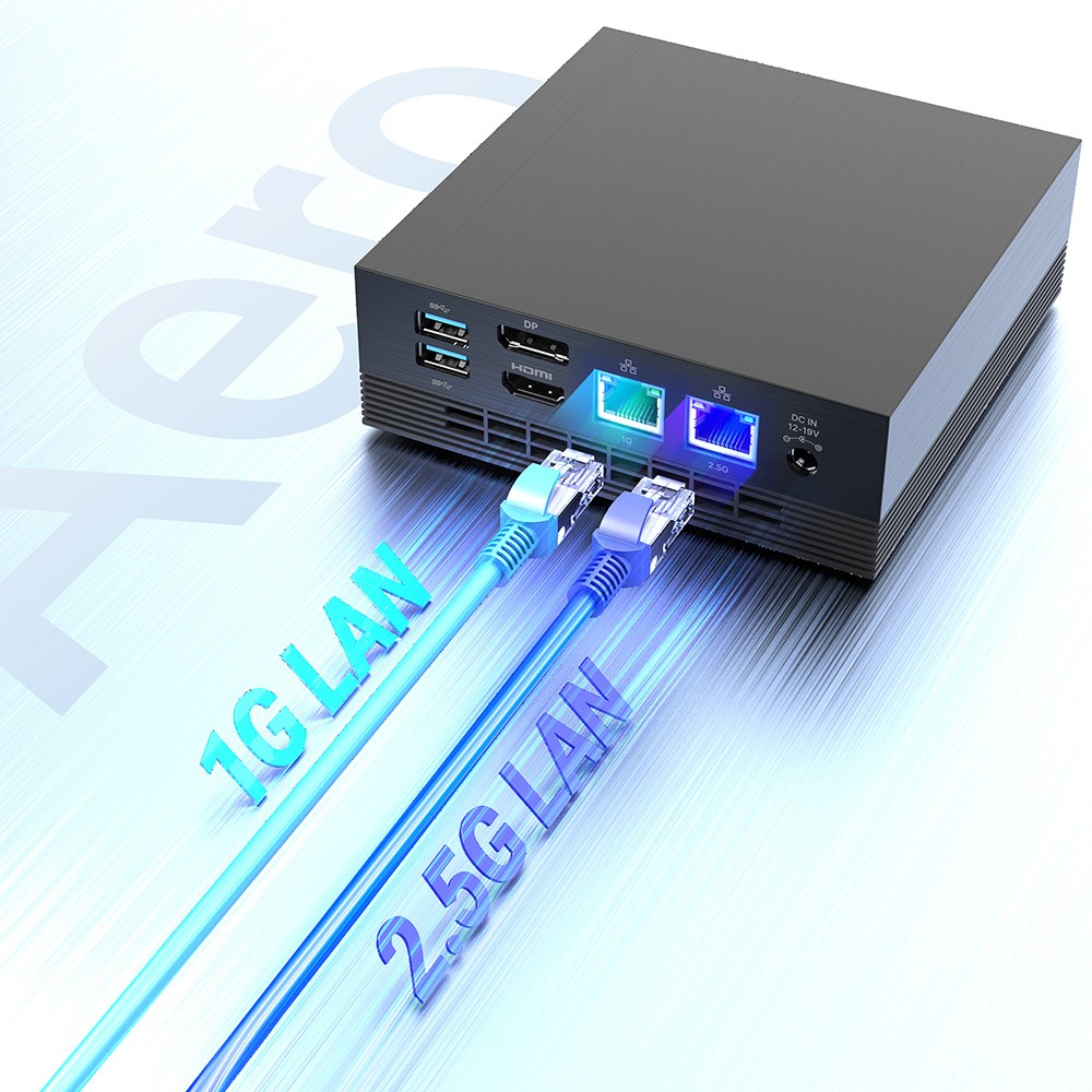 MINIX NEO Z150 Aero Mini PC, Intel N150 4 jadrá max. 3,6 GHz, 16 GB RAM 512 GB SSD, HDMI+DP+USB-C Trojitý displej, WiFi 6 Bluetooth 5.2, 1G+2,5G Dual RJ45, 4*USB 3.2, 1*Audio Jack
