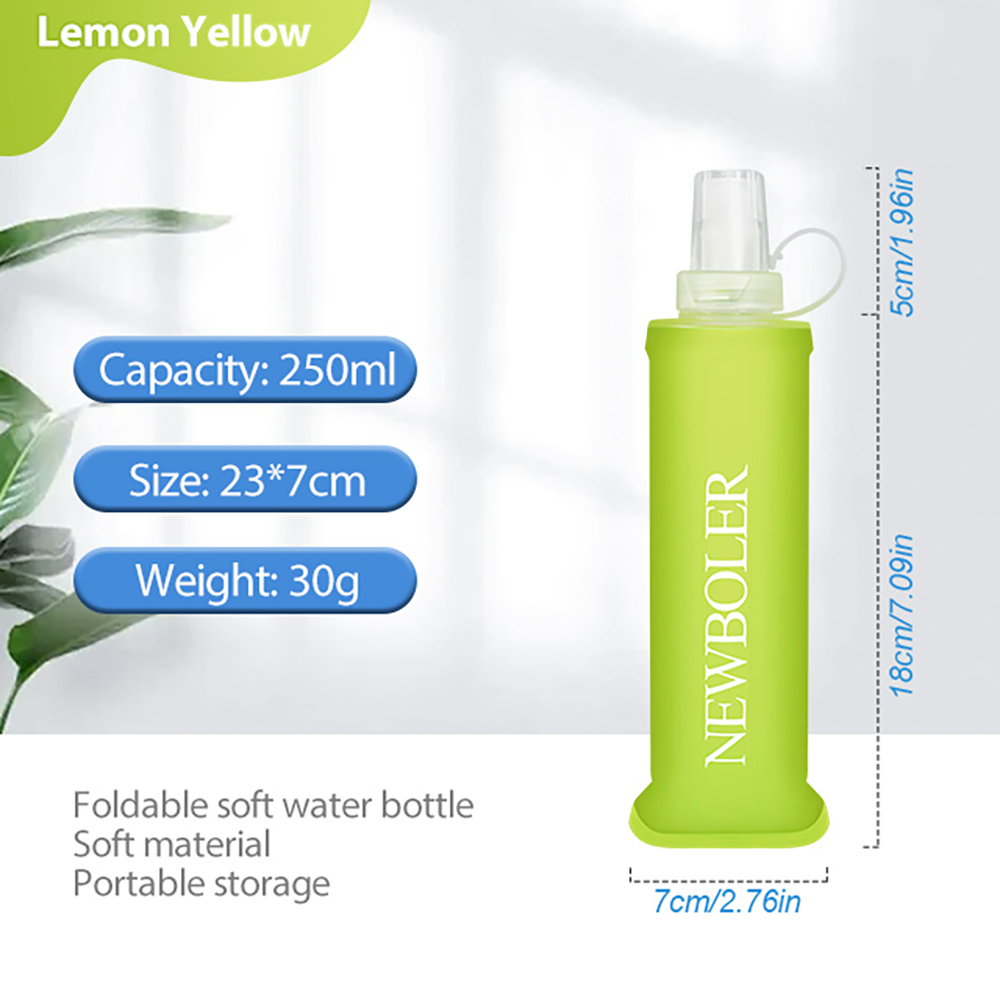 NEWBOLER BOT200 Collapsible Soft Water Bottle Portable Sports Bottle - 250ml, Lemon Yellow