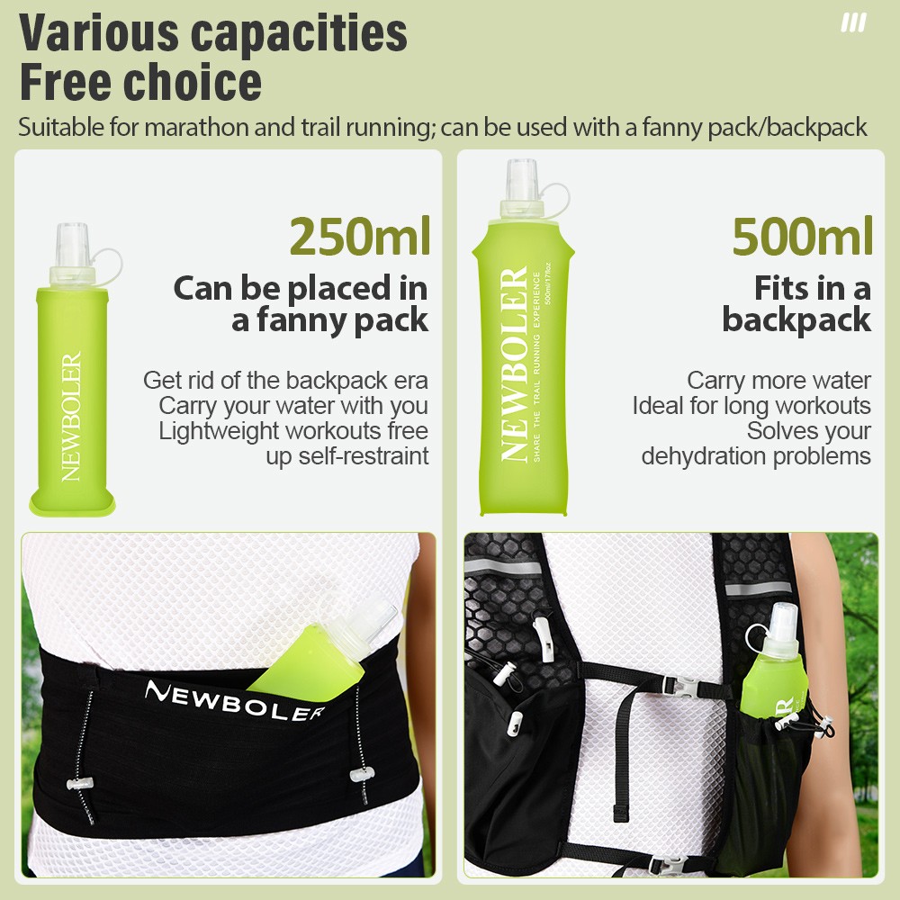 NEWBOLER BOT200 Collapsible Soft Water Bottle Portable Sports Bottle - 250ml, Lemon Yellow