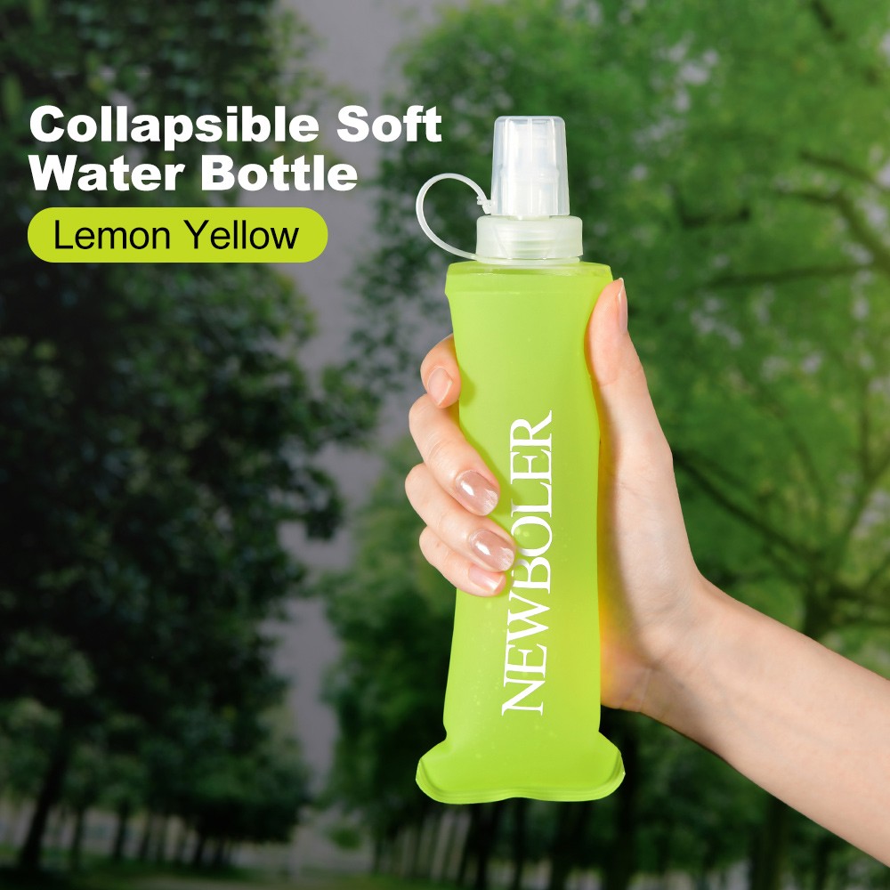 NEWBOLER BOT200 Collapsible Soft Water Bottle Portable Sports Bottle - 250ml, Lemon Yellow
