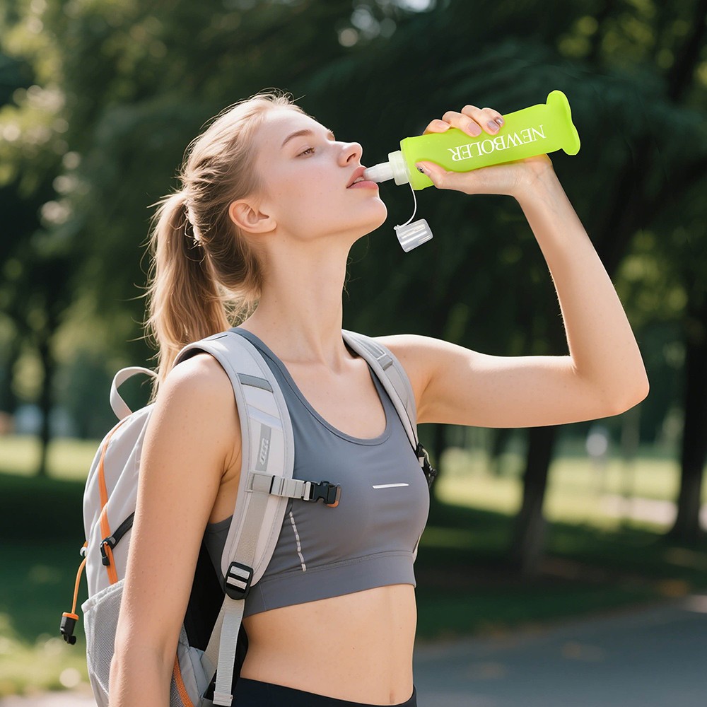 NEWBOLER BOT200 Collapsible Soft Water Bottle Portable Sports Bottle - 250ml, Lemon Yellow