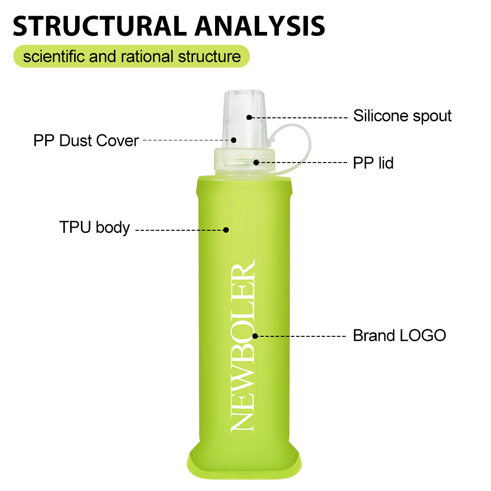 NEWBOLER BOT200 Collapsible Soft Water Bottle Portable Sports Bottle - 250ml, Lemon Yellow