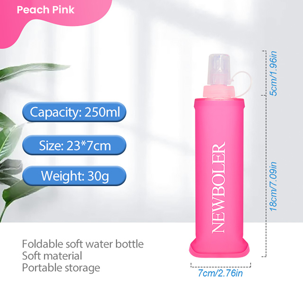 NEWBOLER BOT200 Foldable Soft Water Bottle Portable Sports Bottle - 250ml, Pink