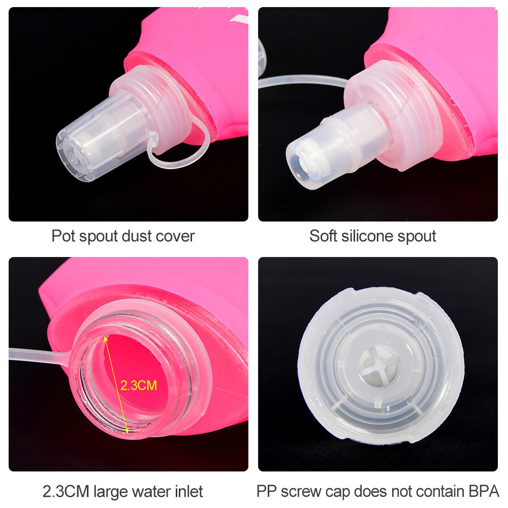 NEWBOLER BOT200 Foldable Soft Water Bottle Portable Sports Bottle - 250ml, Pink