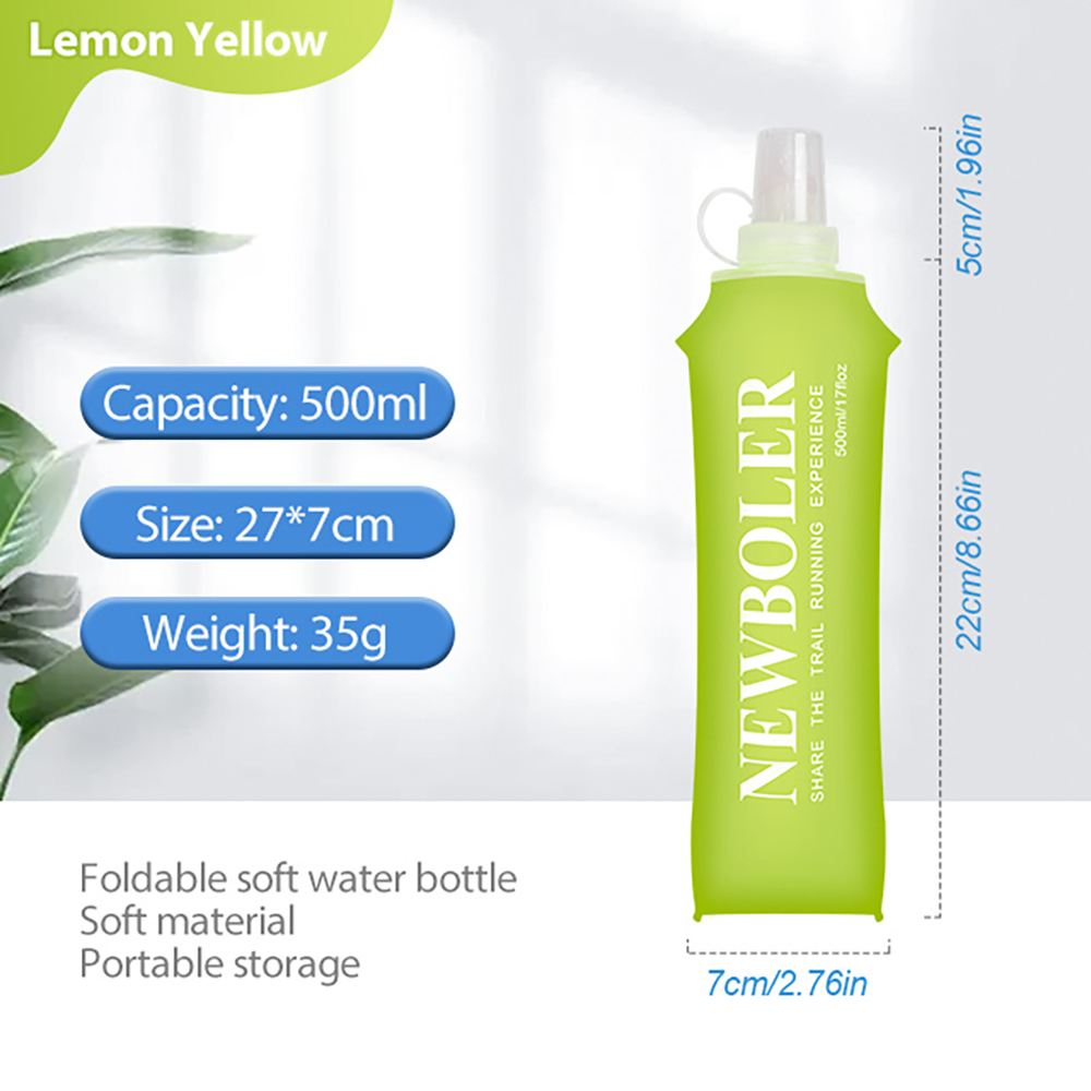NEWBOLER BOT200 Foldable Soft Water Bottle Portable Sports Bottle - 500ml, Lemon Yellow