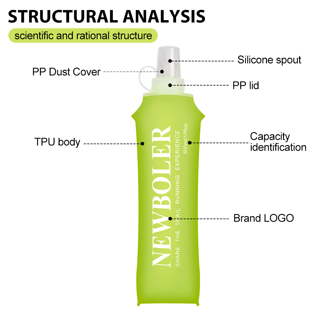 NEWBOLER BOT200 Foldable Soft Water Bottle Portable Sports Bottle - 500ml, Lemon Yellow