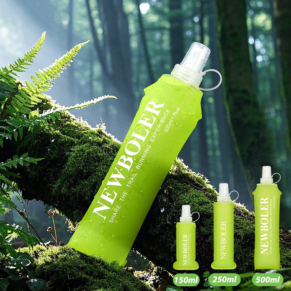 NEWBOLER BOT200 Foldable Soft Water Bottle Portable Sports Bottle - 500ml, Lemon Yellow