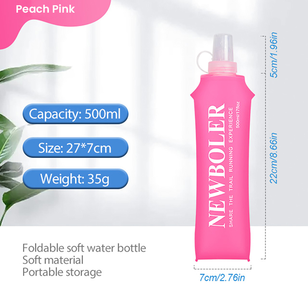 NEWBOLER BOT200 Collapsible Soft Water Bottle Portable Sports Bottle - 500ml, Pink