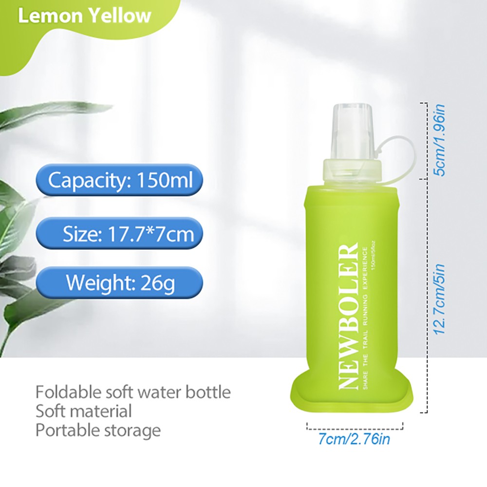 NEWBOLER BOT200 Foldable Soft Water Bottle Portable Sports Bottle - 150ml, Lemon Yellow