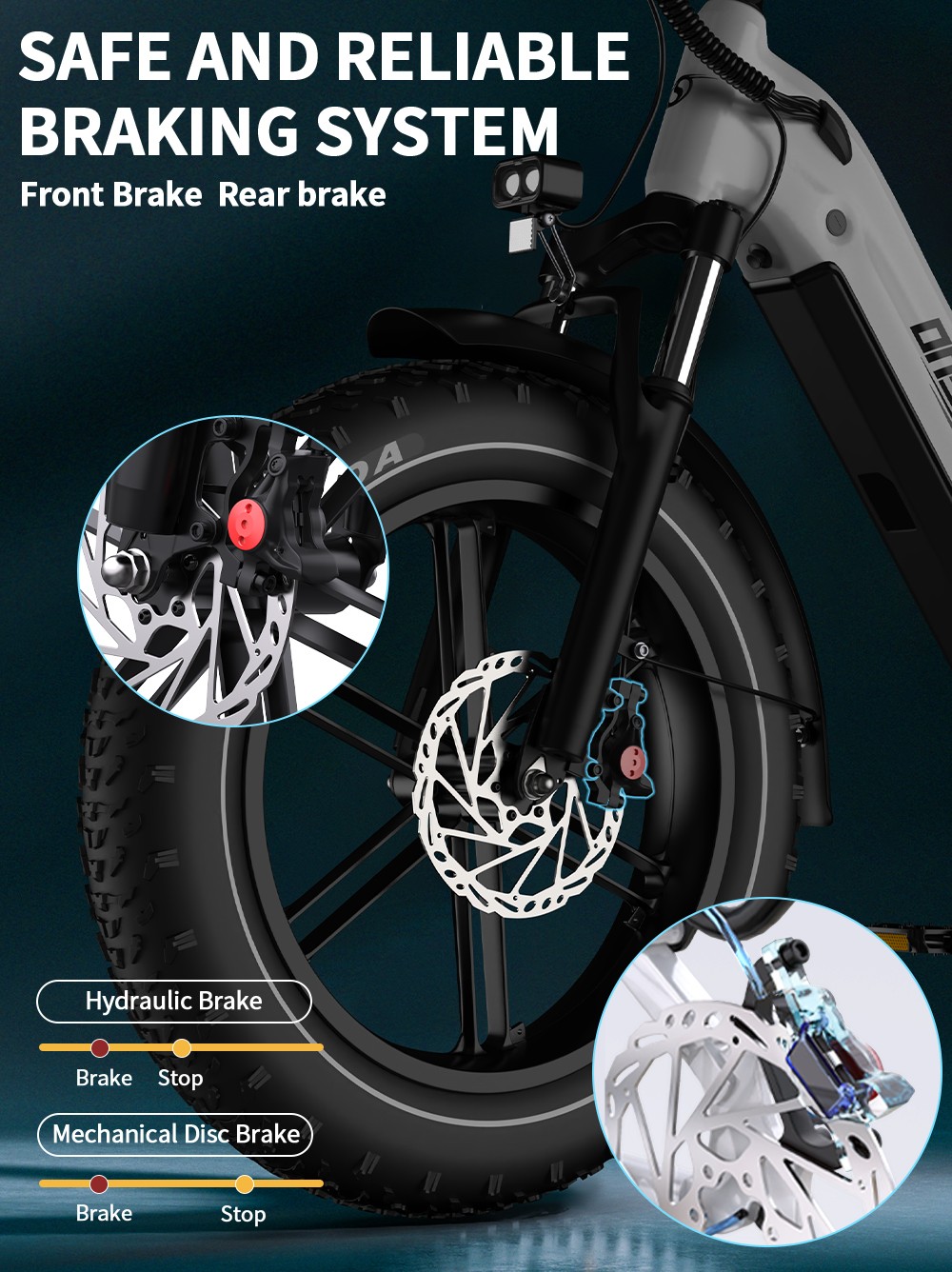 ONESPORT OT08 Elektrobicykel, 500W motor, 48V 18Ah batéria, 20*4.0 palcové pneumatiky, max. rýchlosť 25 km/h, max. dojazd 90 km, hydraulické kotúčové brzdy, odpružená vidlica, 7-stupňová prevodovka Shimano - sivá