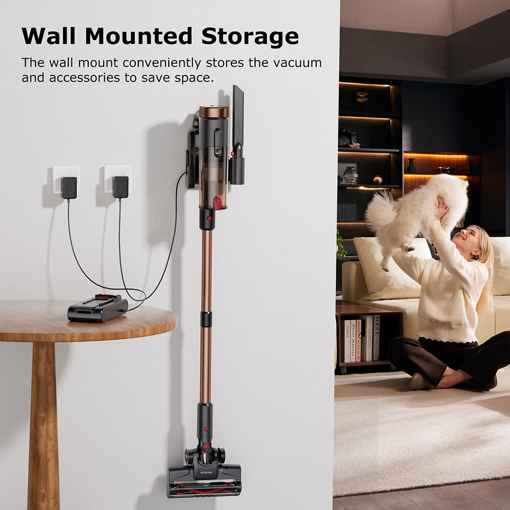 Proscenic P11 Ultra Akku-Staubsauger, 40 kPa Saugleistung, 40 Min. Laufzeit, verwicklungsfreie B&uuml;rste, 4-Lagen-Filtration, gr&uuml;ne LED-Scheinwerfer