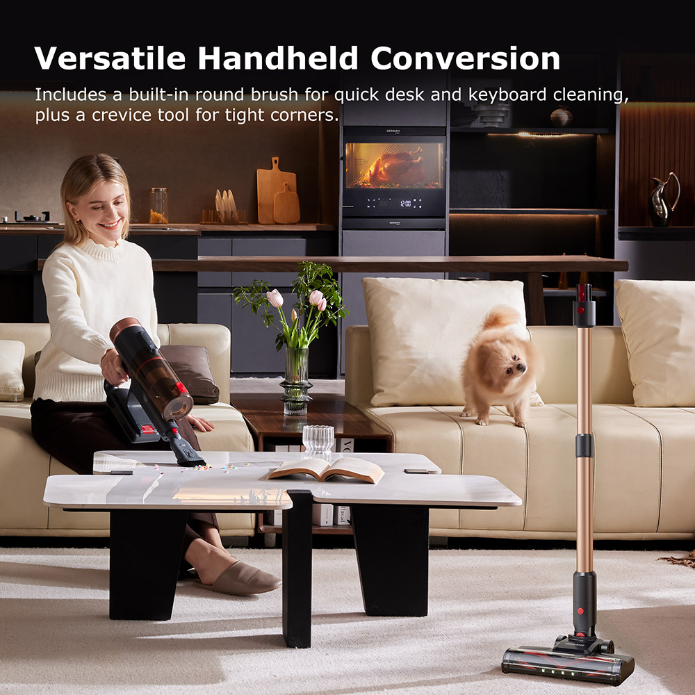 Proscenic P11 Ultra Akku-Staubsauger, 40 kPa Saugleistung, 40 Min. Laufzeit, verwicklungsfreie B&uuml;rste, 4-Lagen-Filtration, gr&uuml;ne LED-Scheinwerfer