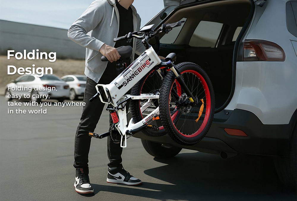 Elektrobicykel SAMEBIKE LO26-Plus, 1000W motor, 48V 15Ah batéria, 26-palcové pneumatiky, max. rýchlosť 45 km/h, dojazd 100 km, hydraulické kotúčové brzdy, dvojité nastaviteľné odpruženie, Shimano 7-rýchlostný - sivý