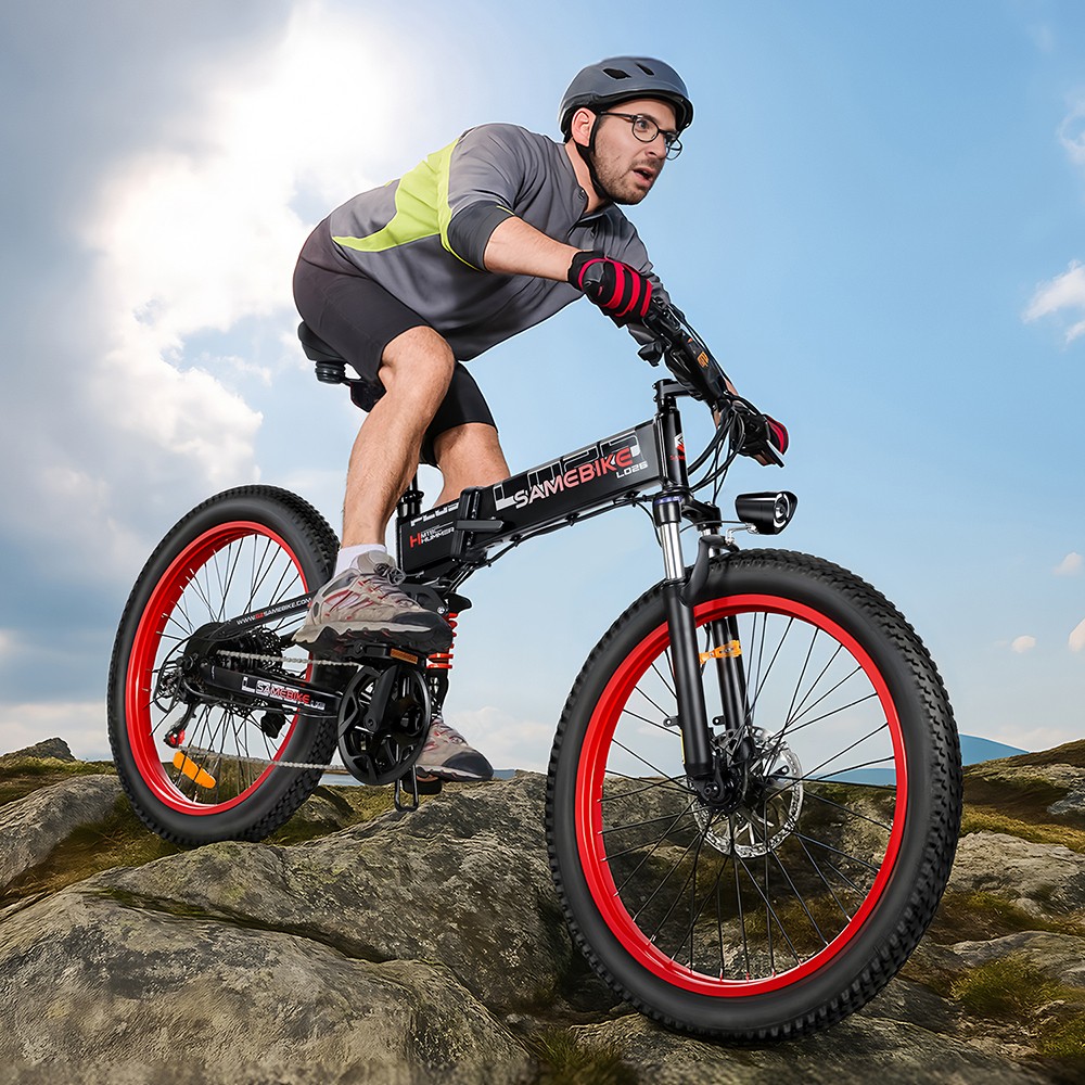 Elektrobicykel SAMEBIKE LO26-Plus, 1000W motor, 48V 15Ah batéria, 26-palcové pneumatiky, max. rýchlosť 45 km/h, dojazd 100 km, hydraulické kotúčové brzdy, dvojité nastaviteľné odpruženie, 7-rýchlostná prevodovka Shimano - sivá