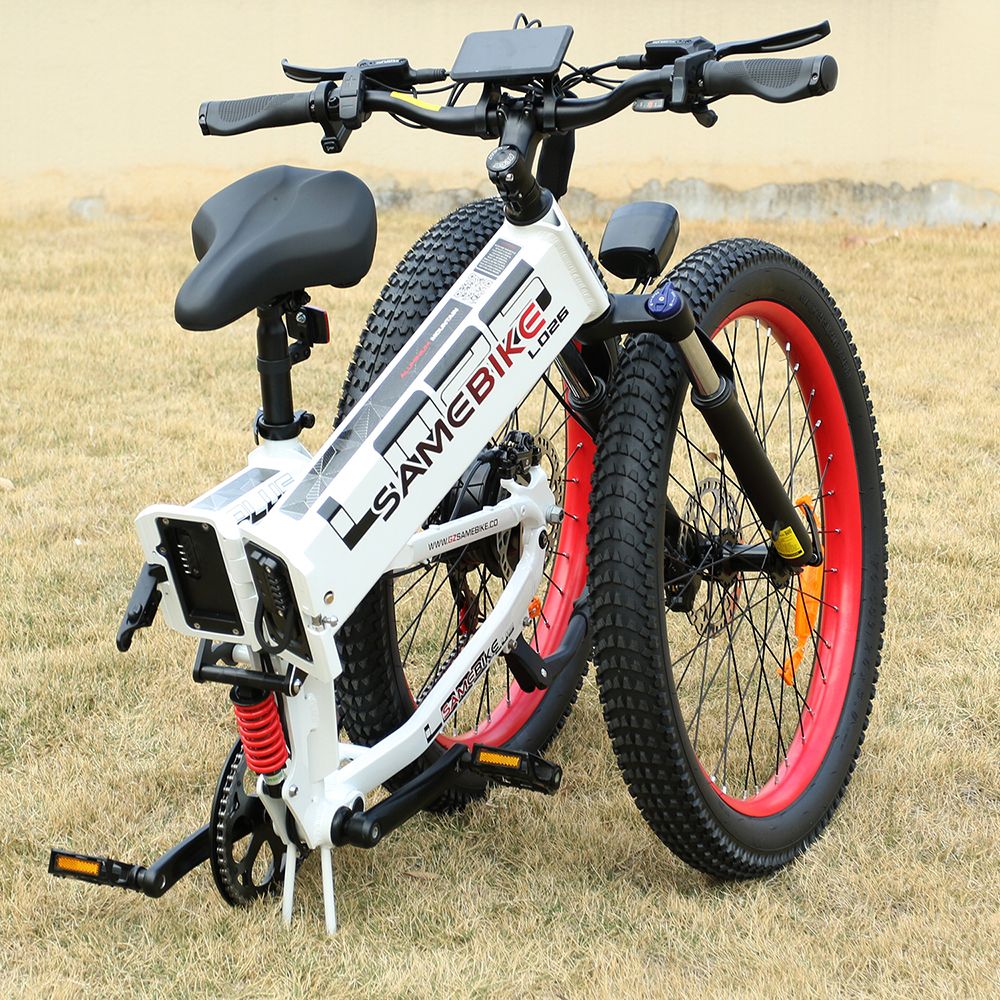 Elektrobicykel SAMEBIKE LO26-Plus, 1000W motor, 48V 15Ah batéria, 26-palcové pneumatiky, max. rýchlosť 45 km/h, dojazd 100 km, hydraulické kotúčové brzdy, dvojité nastaviteľné odpruženie, Shimano 7-rýchlostný - sivý