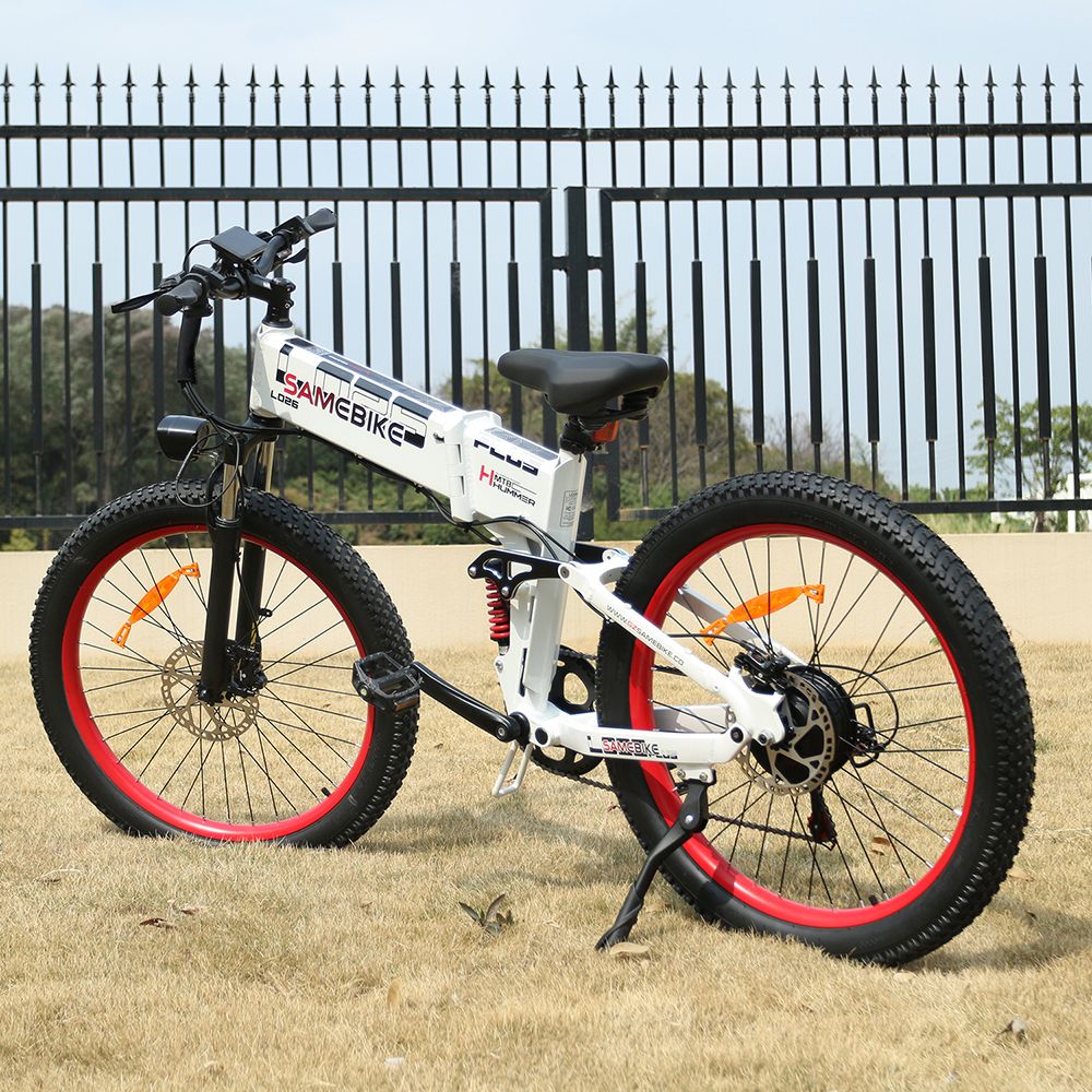 Elektrobicykel SAMEBIKE LO26-Plus, 1000W motor, 48V 15Ah batéria, 26-palcové pneumatiky, max. rýchlosť 45 km/h, dojazd 100 km, hydraulické kotúčové brzdy, dvojité nastaviteľné odpruženie, 7-rýchlostná prevodovka Shimano - sivá