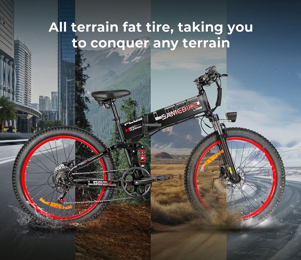 Elektrobicykel SAMEBIKE LO26-Plus, 1000W motor, 48V 15Ah batéria, 26-palcové pneumatiky, max. rýchlosť 45 km/h, dojazd 100 km, hydraulické kotúčové brzdy, dvojité nastaviteľné odpruženie, Shimano 7-rýchlostný - sivý