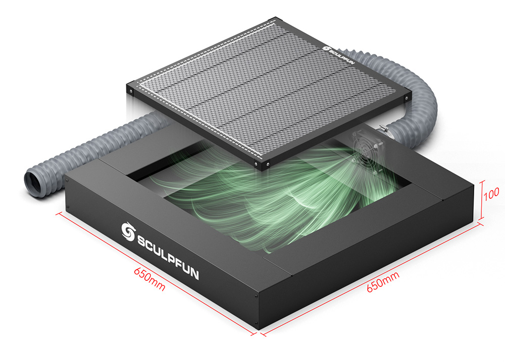 SCULPFUN H5 Gen2 Honeycomb Laser Bed, s ventilátorom na odsávanie dymu, 650*650 mm - EU Plug