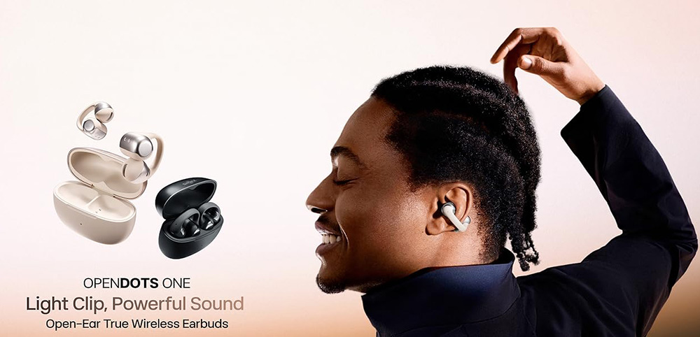 SHOKZ OpenDots ONE Open-ear Earbuds, Dolby Audio, IP54 Water Resistant, Up to 40 Hours Playtime, Multipoint Pairing - Black