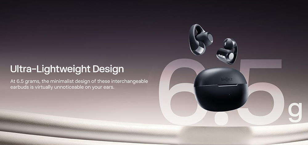 SHOKZ OpenDots ONE Open-ear Earbuds, Dolby Audio, IP54 Water Resistant, Up to 40 Hours Playtime, Multipoint Pairing - Black