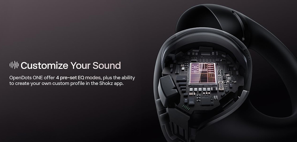 SHOKZ OpenDots ONE Open-ear Earbuds, Dolby Audio, IP54 Water Resistant, Up to 40 Hours Playtime, Multipoint Pairing - Black