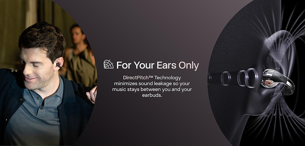 SHOKZ OpenDots ONE Open-ear Earbuds, Dolby Audio, IP54 Water Resistant, Up to 40 Hours Playtime, Multipoint Pairing - Black