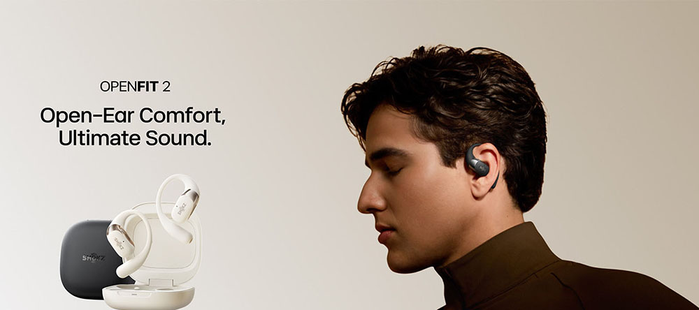SHOKZ OpenFit 2 Open-ear Earbuds, True Wireless Bluetooth Earphones, Up 48 Hours of Playtime, IP55 Water-Resistant, Bluetooth 5.4 - Black