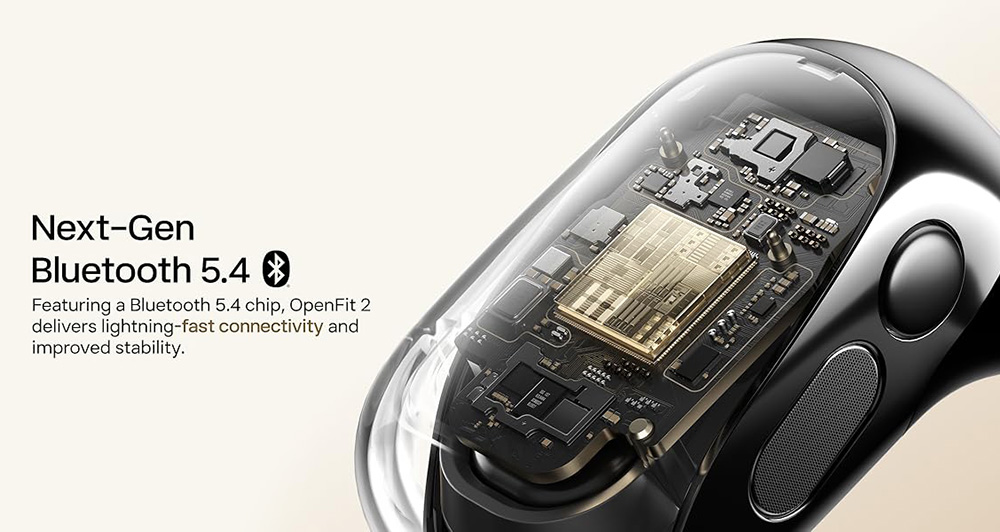 SHOKZ OpenFit 2 Open-ear Earbuds, True Wireless Bluetooth Earphones, Up 48 Hours of Playtime, IP55 Water-Resistant, Bluetooth 5.4 - Black