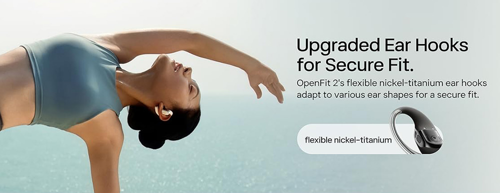 SHOKZ OpenFit 2 Open-ear Earbuds, True Wireless Bluetooth Earphones, Up 48 Hours of Playtime, IP55 Water-Resistant, Bluetooth 5.4 - Black