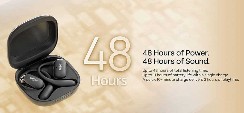 SHOKZ OpenFit 2 Open-ear Earbuds, True Wireless Bluetooth Earphones, Up 48 Hours of Playtime, IP55 Water-Resistant, Bluetooth 5.4 - Black