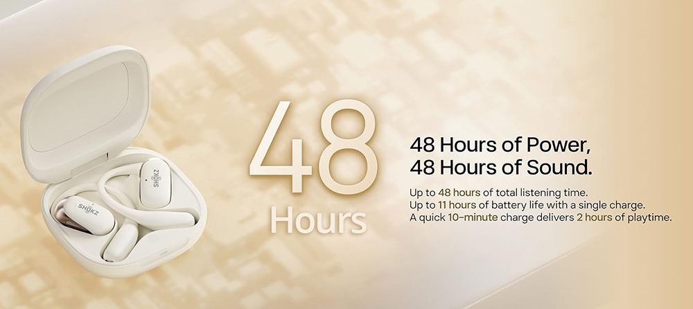 SHOKZ OpenFit 2 Open-ear Earbuds, True Wireless Bluetooth Earphones, Up 48 Hours of Playtime, IP55 Water-Resistant, Bluetooth 5.4 - White