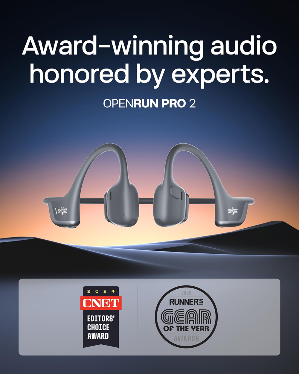 SHOKZ OpenRun Pro 2 Open-ear Earbuds, Bone Conduction Sport Headphones - Black