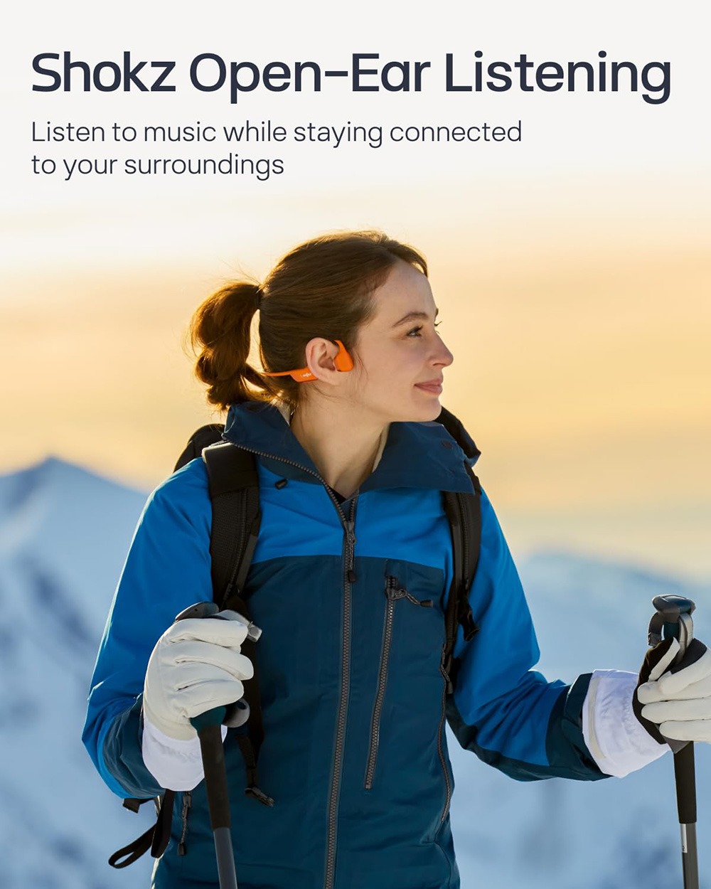 SHOKZ OpenRun Pro 2 Open-ear Earbuds, Bone Conduction Sport Headphones - Orange
