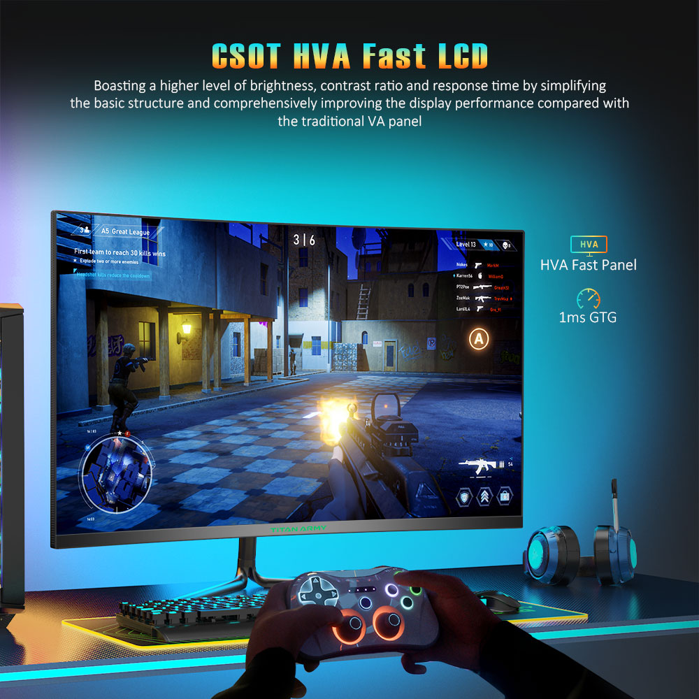 Refurbished TITAN ARMY C32C1S 1500R Curved Gaming Monitor, 31.5-inch 2560*1440 HVA Fast Panel, 240Hz Refresh Rate, 1ms GTG, Adaptive Sync, HDR400, 99% sRGB, Game Plus Mode, Support PIP & PBP Display, Low Blue Light