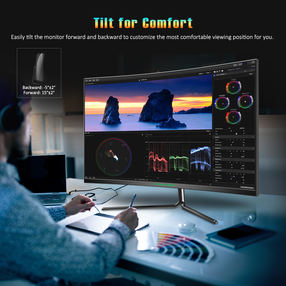 Refurbished TITAN ARMY C32C1S 1500R Curved Gaming Monitor, 31.5-inch 2560*1440 HVA Fast Panel, 240Hz Refresh Rate, 1ms GTG, Adaptive Sync, HDR400, 99% sRGB, Game Plus Mode, Support PIP & PBP Display, Low Blue Light