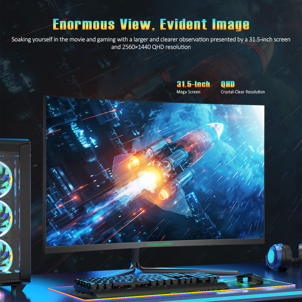 Refurbished TITAN ARMY C32C1S 1500R Curved Gaming Monitor, 31.5-inch 2560*1440 HVA Fast Panel, 240Hz Refresh Rate, 1ms GTG, Adaptive Sync, HDR400, 99% sRGB, Game Plus Mode, Support PIP & PBP Display, Low Blue Light