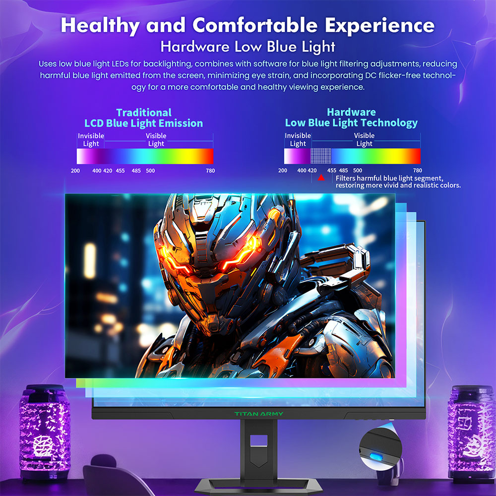 Refurbished TITAN ARMY P2710S Gaming Monitor, 27-inch 2560*1440 16:9 Fast IPS LCD Screen, 240Hz Refresh Rate, 1ms GTG, HDR 400, Adaptive-Sync, Dynamic OD, Game Mode & 10 Scenario Modes, PBP & PIP Split-screen Mode, Rotating Stand