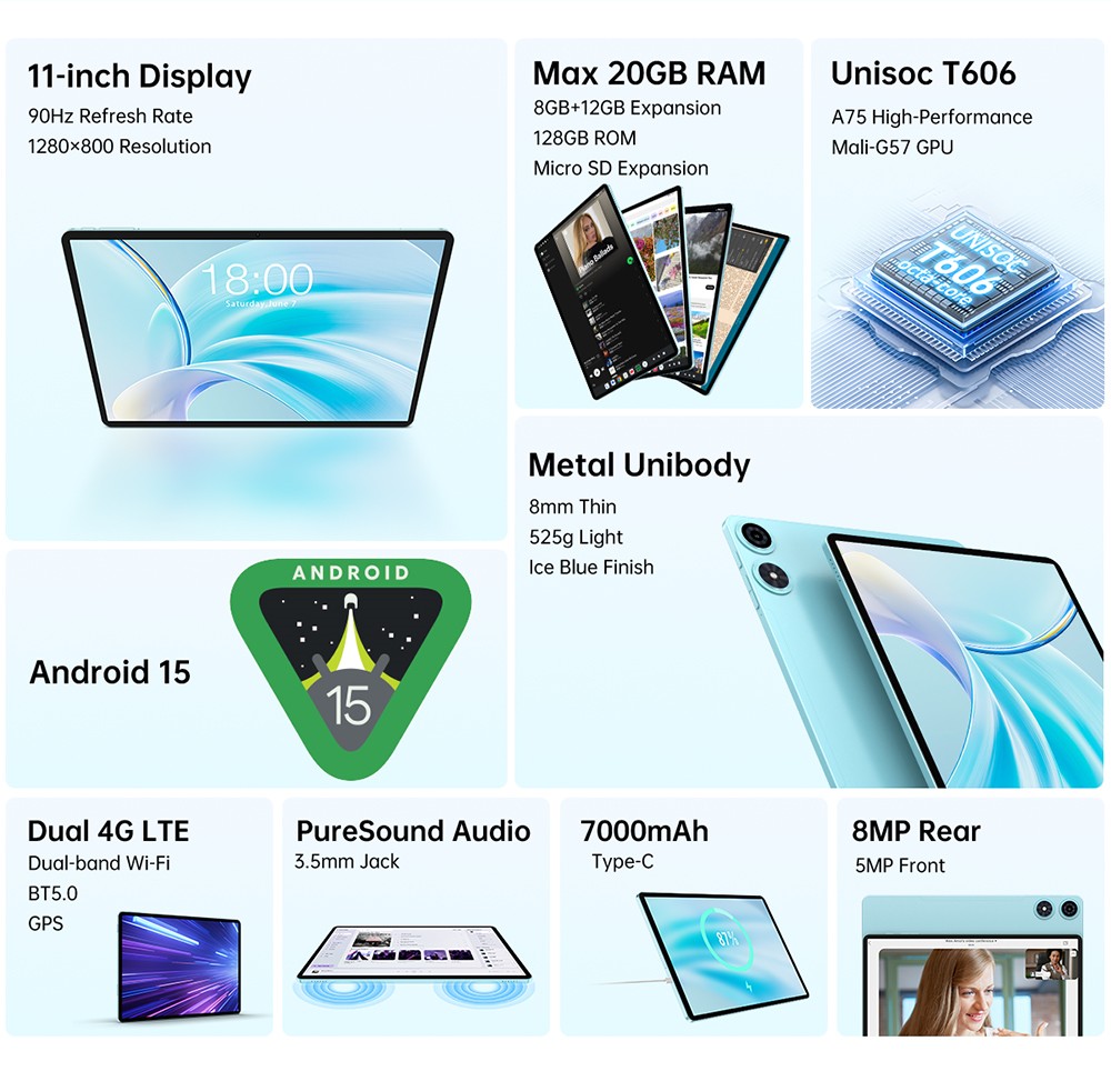 Teclast P50 Android 15 Tablet, 11