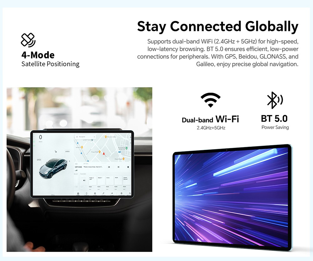 Teclast P50 Android 15 Tablet, 11-palcová obrazovka IPS 800*1280, Unisoc T606 8 Core Max 1,6 GHz, 8 GB + 12 GB rozširujúca RAM 128 GB ROM, 2,4/5 GHz WiFi Bluetooth 5.0, 5MP+8MP fotoaparát, GPS/Galileo/GLONASS/BDS, 7000mAh batéria