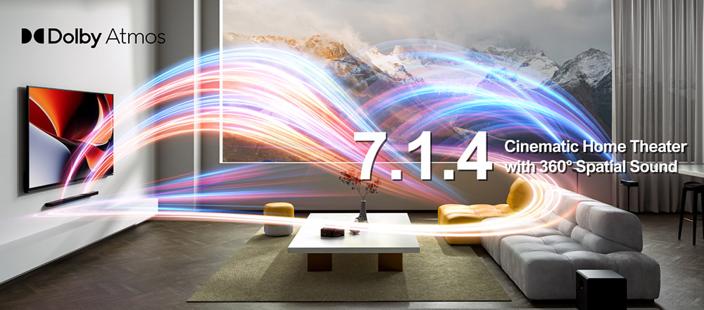 Ultimea Nova S90 7.1.4 Soundbar + 1 pár * Steady S90 Speaker Stands, Dolby Atmos, 740W špičkový výkon, 4K HDR Pass-through, 6 režimov ekvalizéra