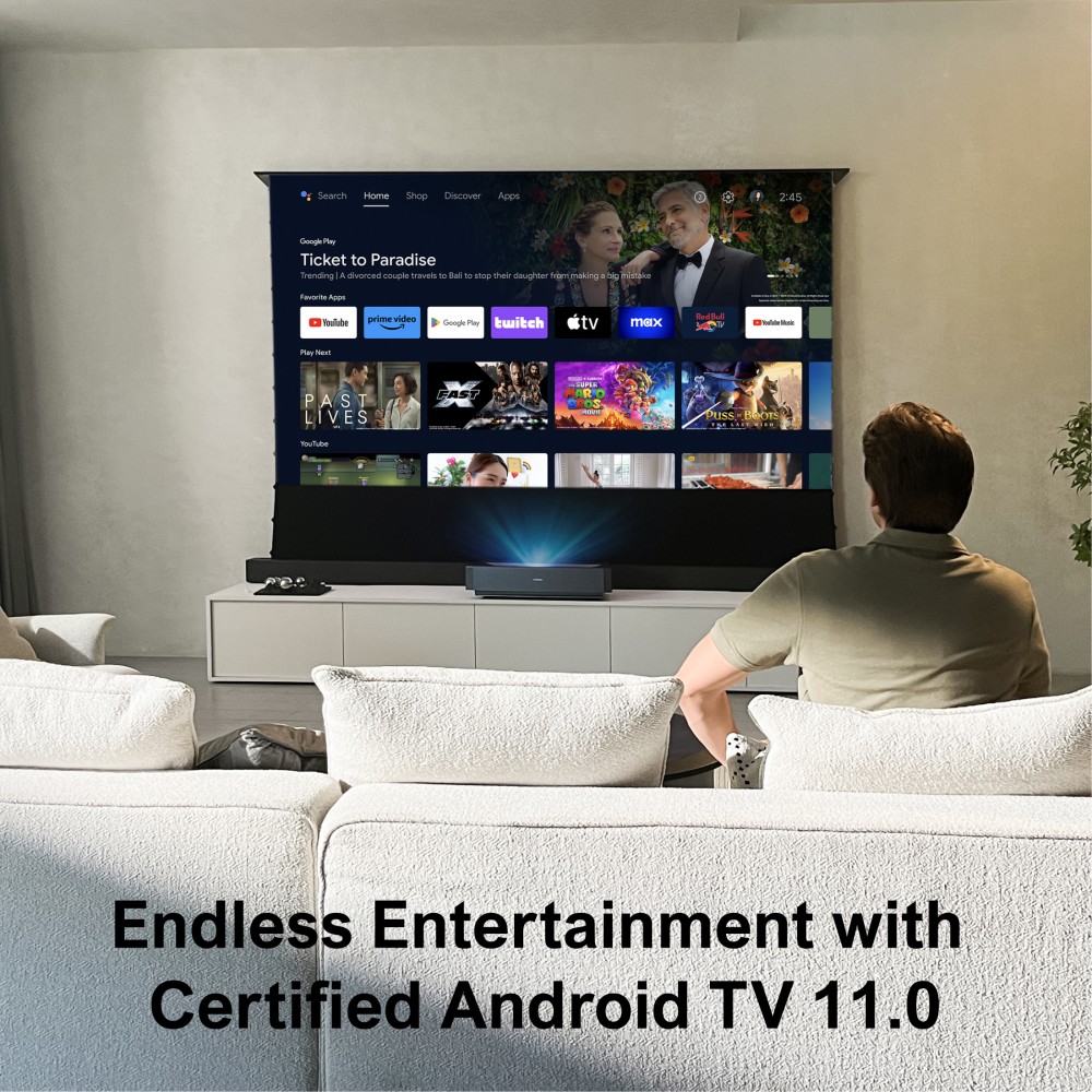 Ultimea Thor T60 4K 4000 ANSI Laser TV Projektor + 100-palcové Fresnelovo projekčné plátno