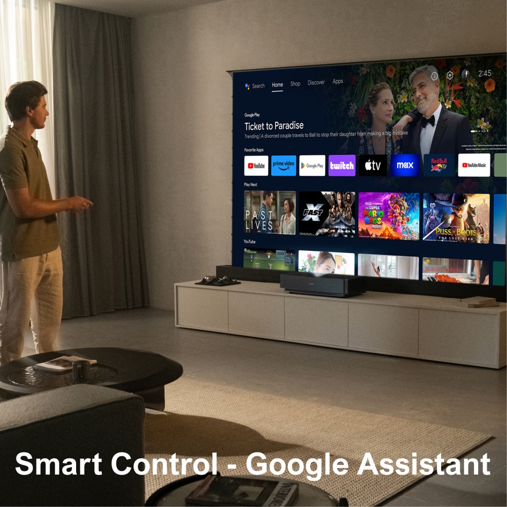 Ultimea Thor T60 4K 4000 ANSI Laser TV Projektor + 100-palcové Fresnelovo projekčné plátno
