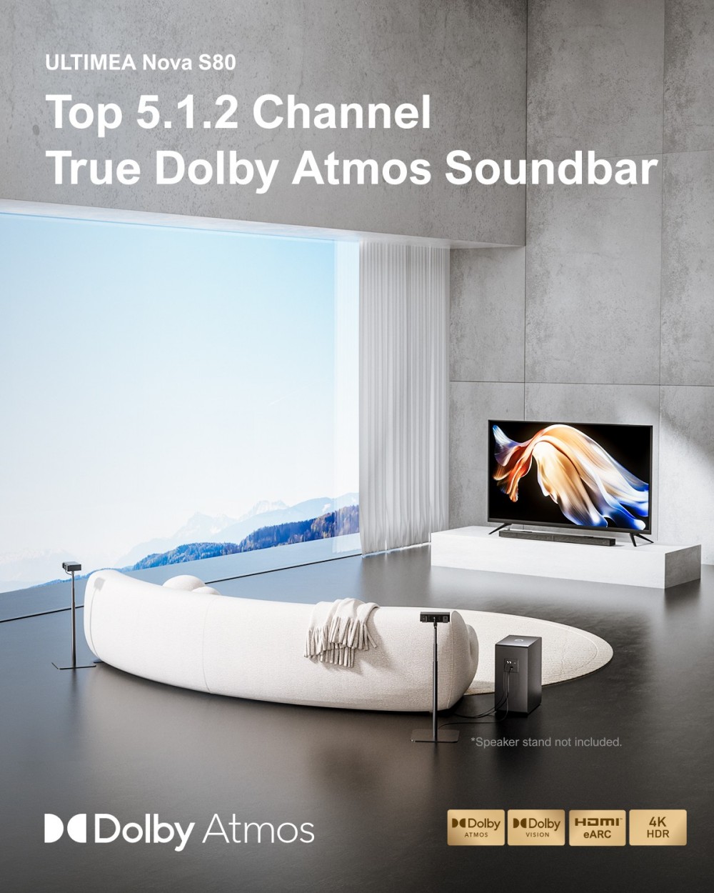 Ultimea Thor T60 4K 4000 ANSI Laser TV Projektor+ Ultimea Nova S80 5.1.2 CH Soundbar