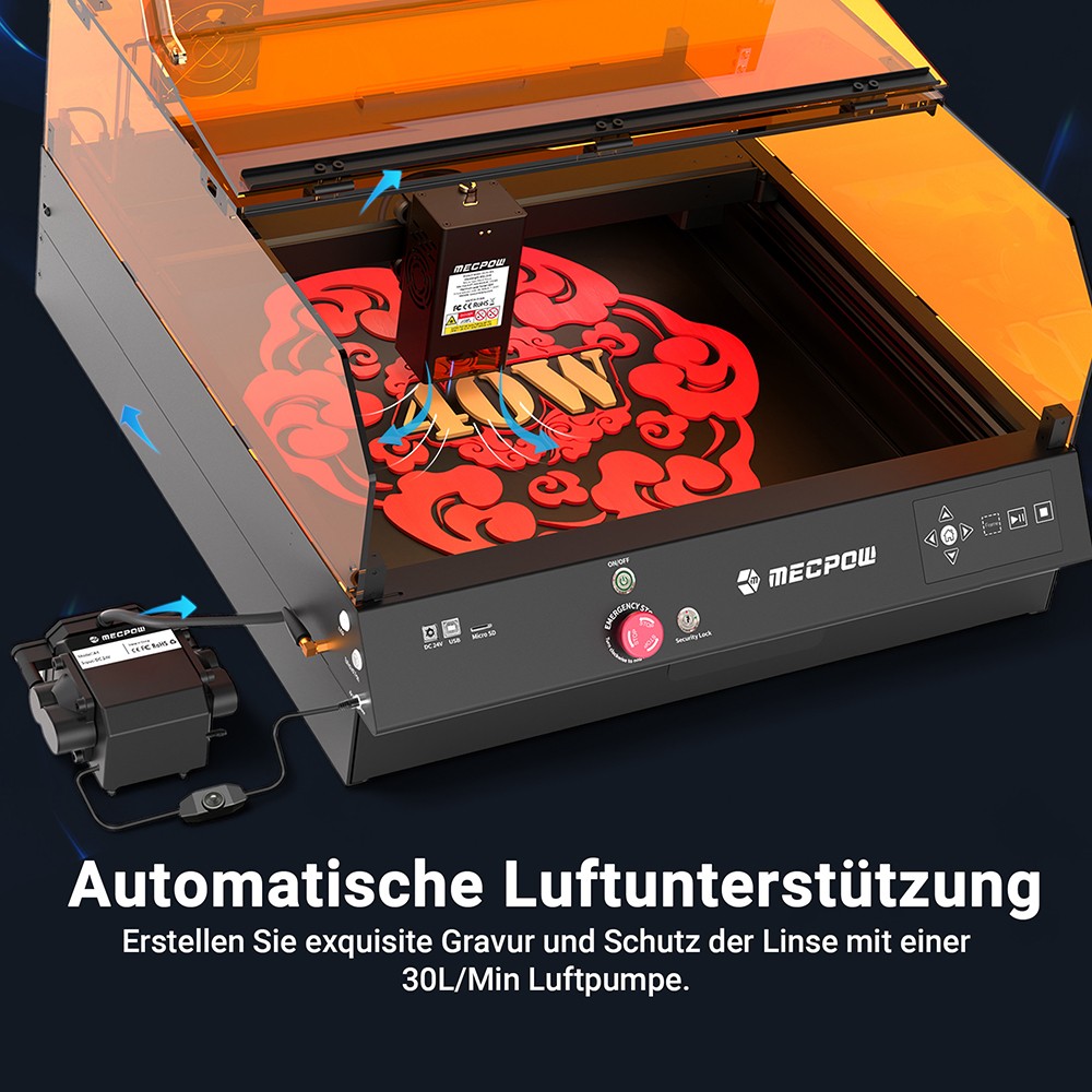 Mecpow X4 Pro 40W FDA Klasse 1 Lasergravierer mit Kamera, 400*398mm