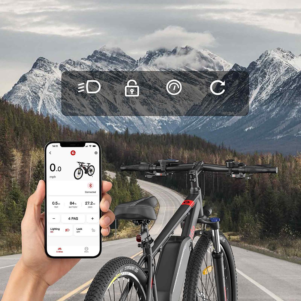 Eleglide Mopride 2 V&eacute;lomoteur &eacute;lectrique tout-terrain 27,5 pouces, moteur 250 W, vitesse de 25 km/h, batterie 36 V 15,6 Ah, autonomie maximale de 130 km, charge maximale de 120 kg, transmission Shimano 21 vitesses, freins &agrave; disque hydrauliques - Noir