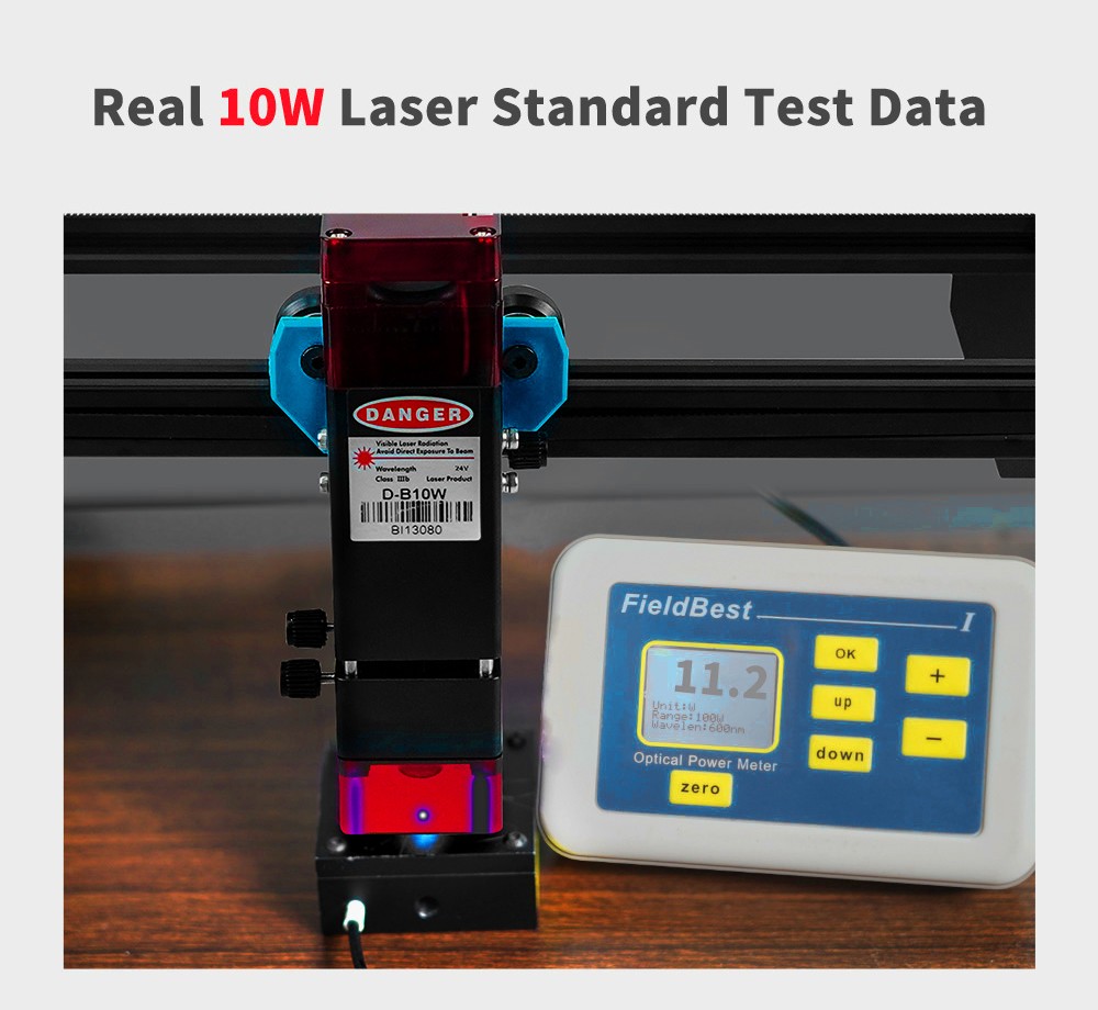 DVA TREES TTS-10 Pro 10W laserový gravírovací stroj, LD+FAC+C-Lens, 32-bitová základná doska, 0,08*0,08 mm komprimovaný bod, 0.1 mm presnosť, rýchlosť gravírovania 30 000 mm/min, 300*300 mm - zástrčka EÚ