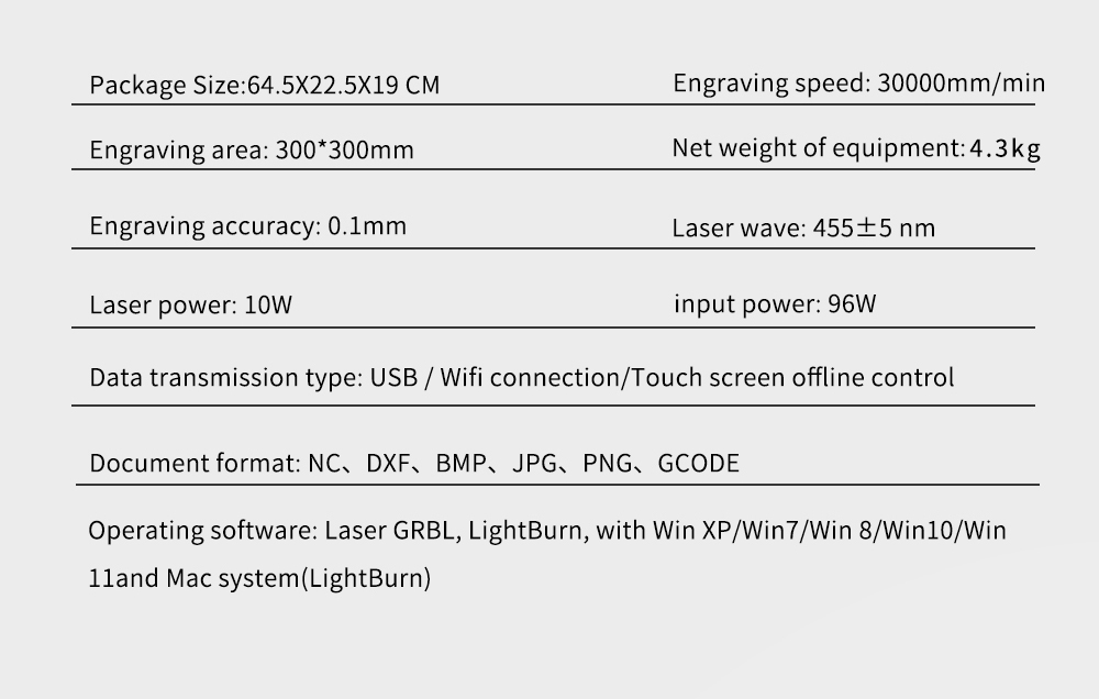 DVA TREES TTS-10 Pro 10W laserový gravírovací stroj, LD+FAC+C-Lens, 32-bitová základná doska, 0,08*0,08 mm stlačený bod, 0.1 mm presnosť, rýchlosť gravírovania 30 000 mm/min, 300*300 mm - zástrčka EÚ