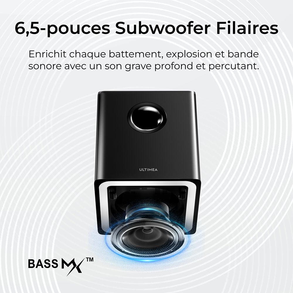 Ultimea Apollo S70 Ultra Kit de haut-parleurs et caisson de basses amovibles 7.1 canaux, &eacute;clairage dynamique, puissance de cr&ecirc;te de 410 W, contr&ocirc;le par application, &eacute;galiseur 10 bandes